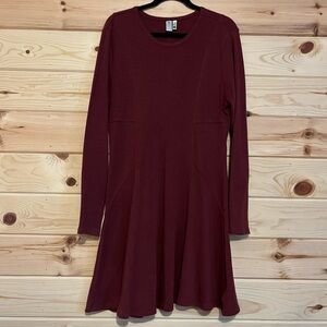 Aventura Organic Cotton Blend Long Sleeve Dress Maroon